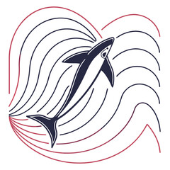 Shark jumping out of wave shows marine life