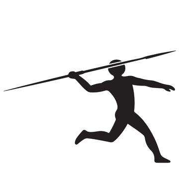 Dynamic Javelin Throw Athlete Silhouette on White Background