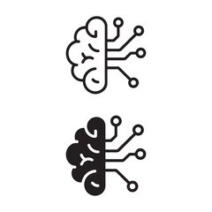 Brain Circuitry AI Technology Icon Illustration