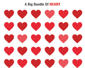 A Collection of Red Heart Silhouettes Arranged on a White Background Symbolizing Love and Affection silhouette The