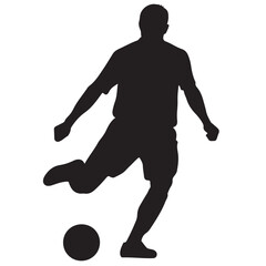 Dynamic Silhouette of a Male Soccer Player Kicking a Ball