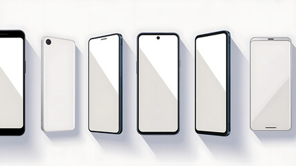 Multiple smartphones displayed in minimalist vector style mobile device