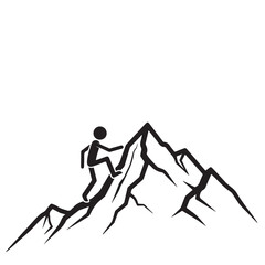 Stick Figure Climbing Mountain Peak Illustration