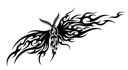 Obraz premium Tribal flame butterfly tattoo design illustration symbolizing transformation and passionate energy