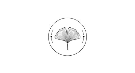 Elegant circular emblem featuring a detailed illustration of a ginkgo biloba leaf in the center, symbolizing nature, growth, and natural remedies for well-being and health