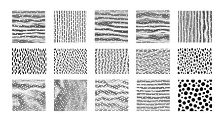 A collection of fifteen diverse abstract textures featuring black and white organic patterns and grungy lines