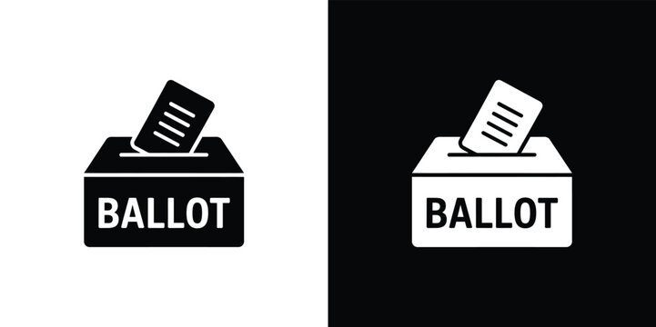 White Ballot Box Icon with Paper, Isolated Symbol on Transparent Background