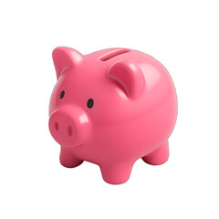 Pink plastic piggy bank 3D icon for financial savings and money management