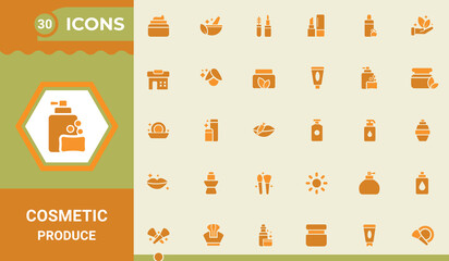 Beauty and cosmetic icons set. Cosmetic products for girls, lip, lotion, wellness,jar, bottle, cream and more.Pixel perfect .Vector illustration.