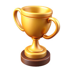Golden trophy cup isolated on transparent background, a symbol of victory, achievement, and success in competitions, sports, or business, rendered in 3d for a modern look