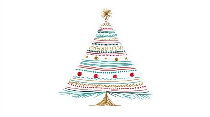 Festive christmas tree illustration with vibrant ornaments and decorative elements, spreading seasonal warmth through colorful graphic design