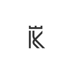 Abstract letter K with crown logo icon design modern minimal style illustration. Creative alphabet emblem  sign symbol mark logotype