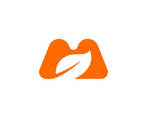 Abstract letter M with leaf inside icon logo  design template. Creative bio, growth, environment concept logotype emblem sign mark