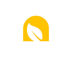 Abstract letter A logo isolated on dark background. Minimalistic leaf, forest, garden  sign symbol mark logotype.