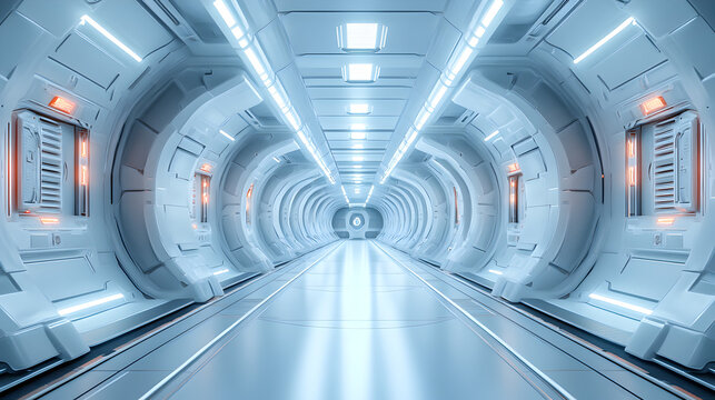 Abstract interior sci-fi spaceship corridors