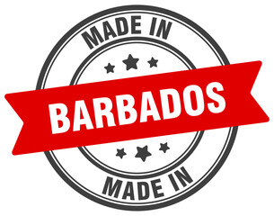 Made in Barbados round sign. Made in Barbados stamp.
