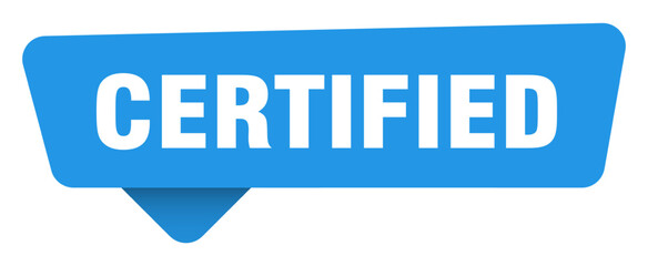 certified sticker. certified blue sign isolated on transpatent background