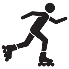 Black Silhouette of an Inline Skater in Dynamic Motion