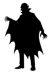 Vampire silhouette illustration. Cartoon character for Halloween
