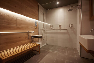 Modern accessories bathroom with walk-in shared workspace