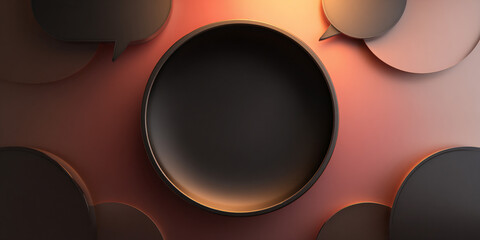 Abstract speech bubbles in layered composition with warm light - AI generated