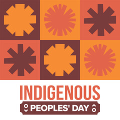Indigenous Peoples' Day. Native American Day. American Indian culture. Heritage Month. Celebrate annual in United States. Tradition pattern. Poster, card, banner and background. Vector illustration