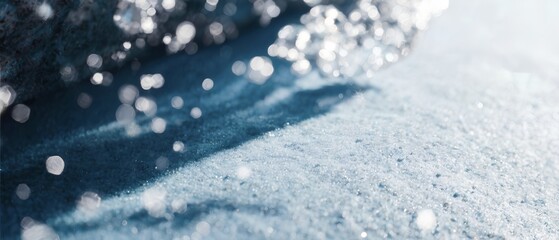 Abstract Close Up of Snowflakes Falling On A Sandy Surface