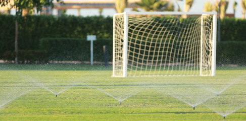 football goals on the lawn at the resort