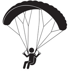 Black Silhouette of Person Paragliding Icon