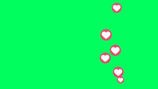 love button motion animation for media social live streaming, youtube, tiktok, facebook, instagram 4K green screen.