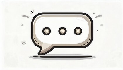 Beige speech bubble with three dots, graphic design