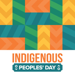 Indigenous Peoples' Day. Native American Day. American Indian culture. Heritage Month. Celebrate annual in United States. Tradition pattern. Poster, card, banner and background. Vector illustration