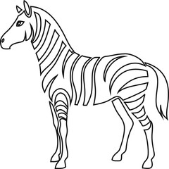Vector zebra outline icon, black and white minimalist animal design. Great for branding and education.