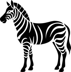 Flat zebra vector icon isolated on white. Perfect for animal illustrations, logos, and icons.