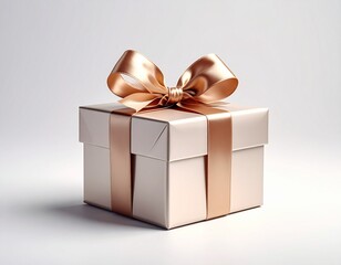 Obraz premium A Gift of Elegance: A meticulously crafted gift box, adorned with a satin ribbon and bow, radiates sophistication and joy. This image captures the essence of giving and receiving.