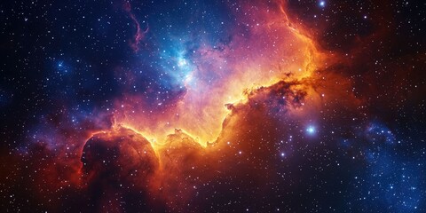 A luminous nebula cloud glowing in space with a dark stellar backdrop