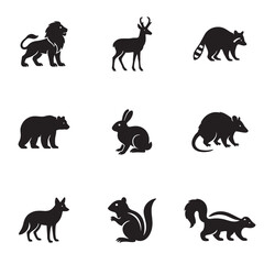 Naklejka premium Wild Animals Silhouettes Set