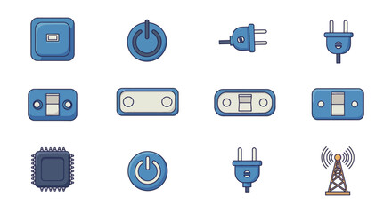 various electronic components and connectivity icons displayed