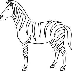 Minimalist zebra vector icon in outline style. Wildlife line art, perfect for eco or safari branding.