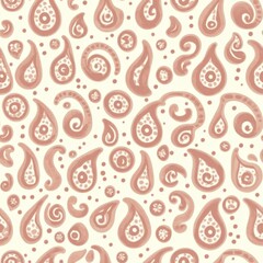 A pattern of paisley designs in pink and white