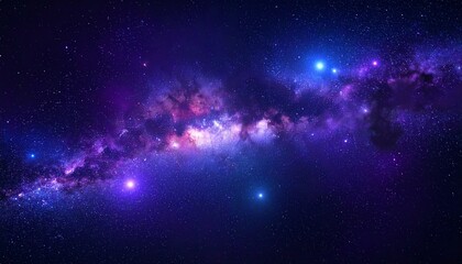 Obraz premium Dark galaxy with glowing purple and blue stars cosmic dreamy fantasy abstract background 