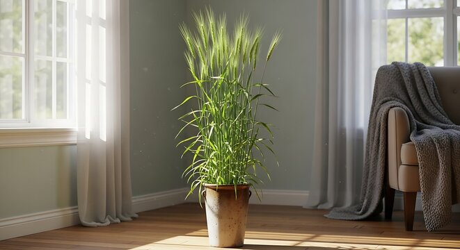 Indoor plant in a pot near the window.