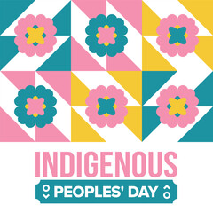 Indigenous Peoples' Day. Native American Day. American Indian culture. Heritage Month. Celebrate annual in United States. Tradition pattern. Poster, card, banner and background. Vector illustration