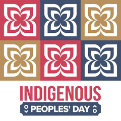 Indigenous Peoples' Day. Native American Day. American Indian culture. Heritage Month. Celebrate annual in United States. Tradition pattern. Poster, card, banner and background. Vector illustration