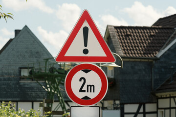 Warning Exclamation Height Limit 2m Road Sign Village
