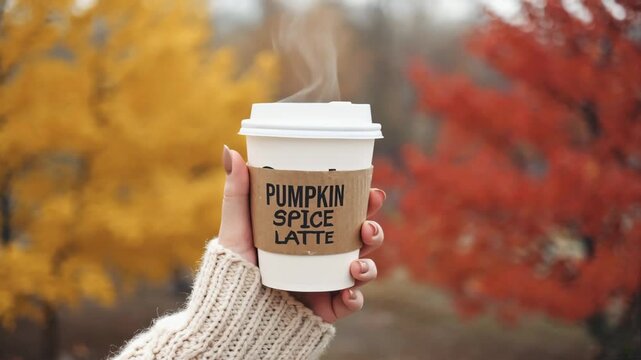 Holding a warm Pumpkin Spice Latte on a crisp autumn day