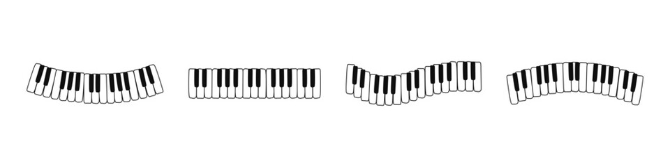 Piano keyboard doodle set. Piano key vector set.