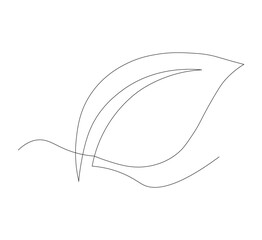 Continuous line drawing of green leaves. One line leaf background. One line drawing background.white background, Vector illustration.