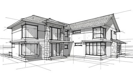 Architectural sketch of an urban house building plan