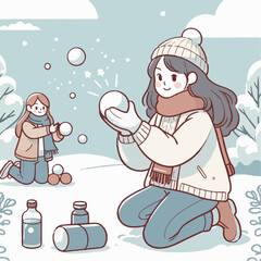 illustration of someone making a snowball